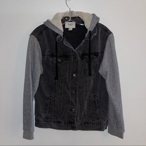 F21 Hooded Denim Jacket in grey MEDIUM